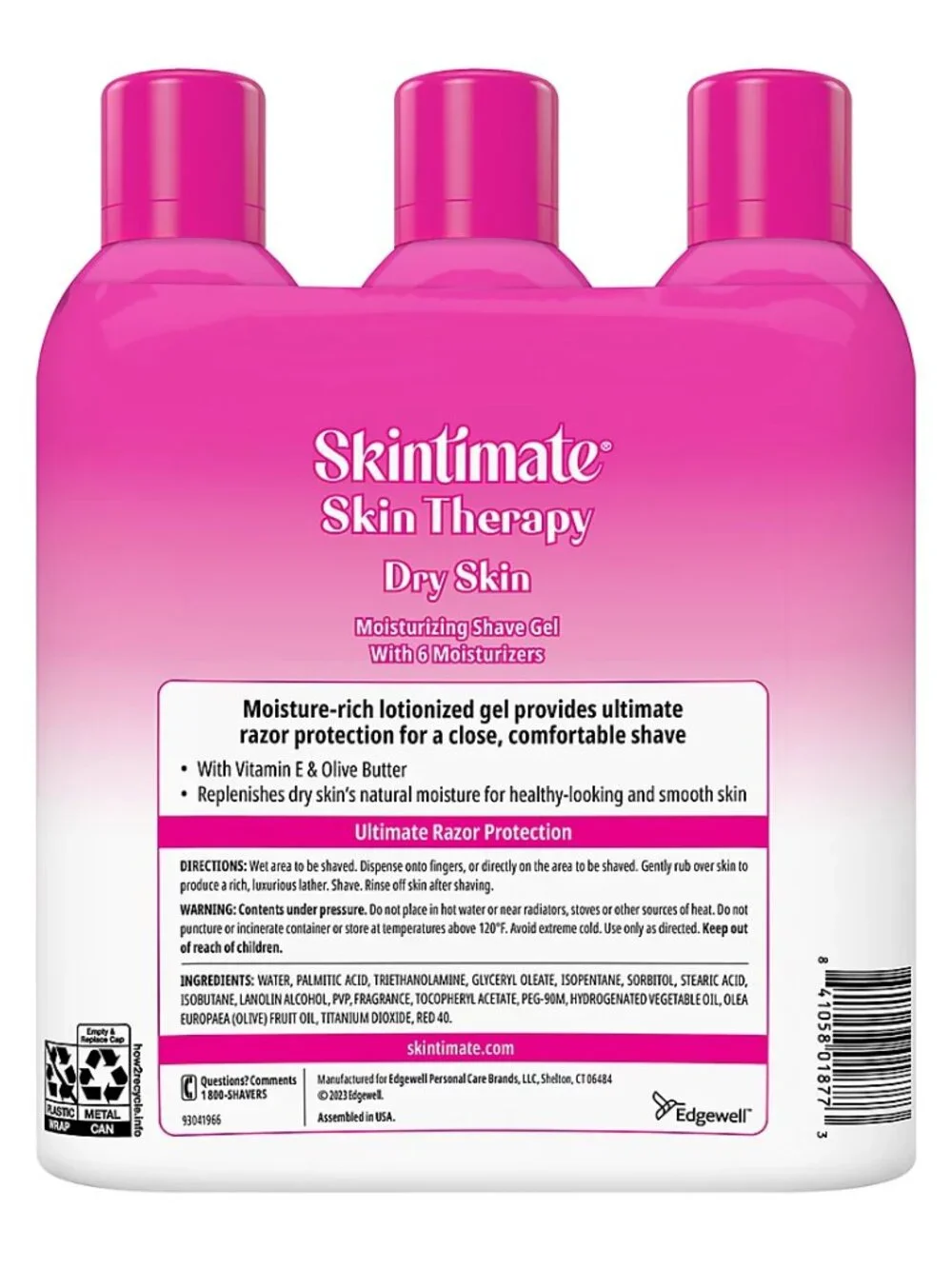 Skintimate Skin Therapy Dry Skin Moisturizing Shave Gel, 3 pk./9.5 oz.